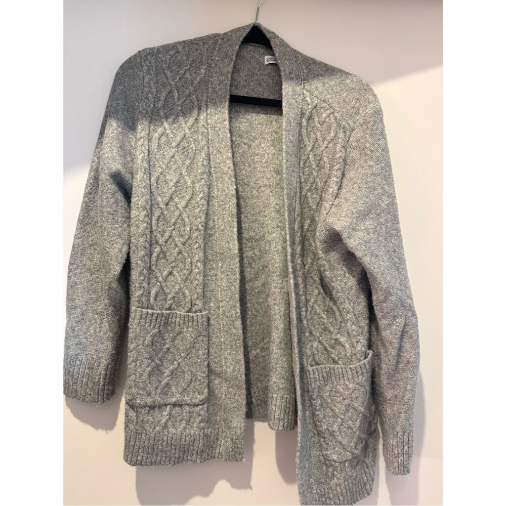 croft & barrow Gray Cable Knit Open Cardigan